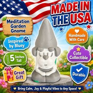 Bluey Disney Fan Art Meditation Garden Gnome 5” Tall Figurine Kids Toy USA Made